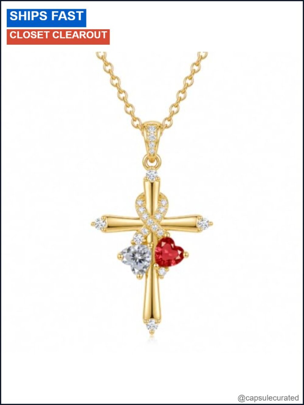 Infinity Cross Necklace for Women Birthstone 2 Pendant Stainless Steel